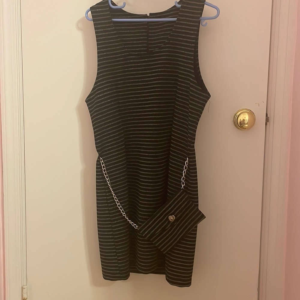Axara Paris black and silver dress mini with chain and a purse bought in Europe